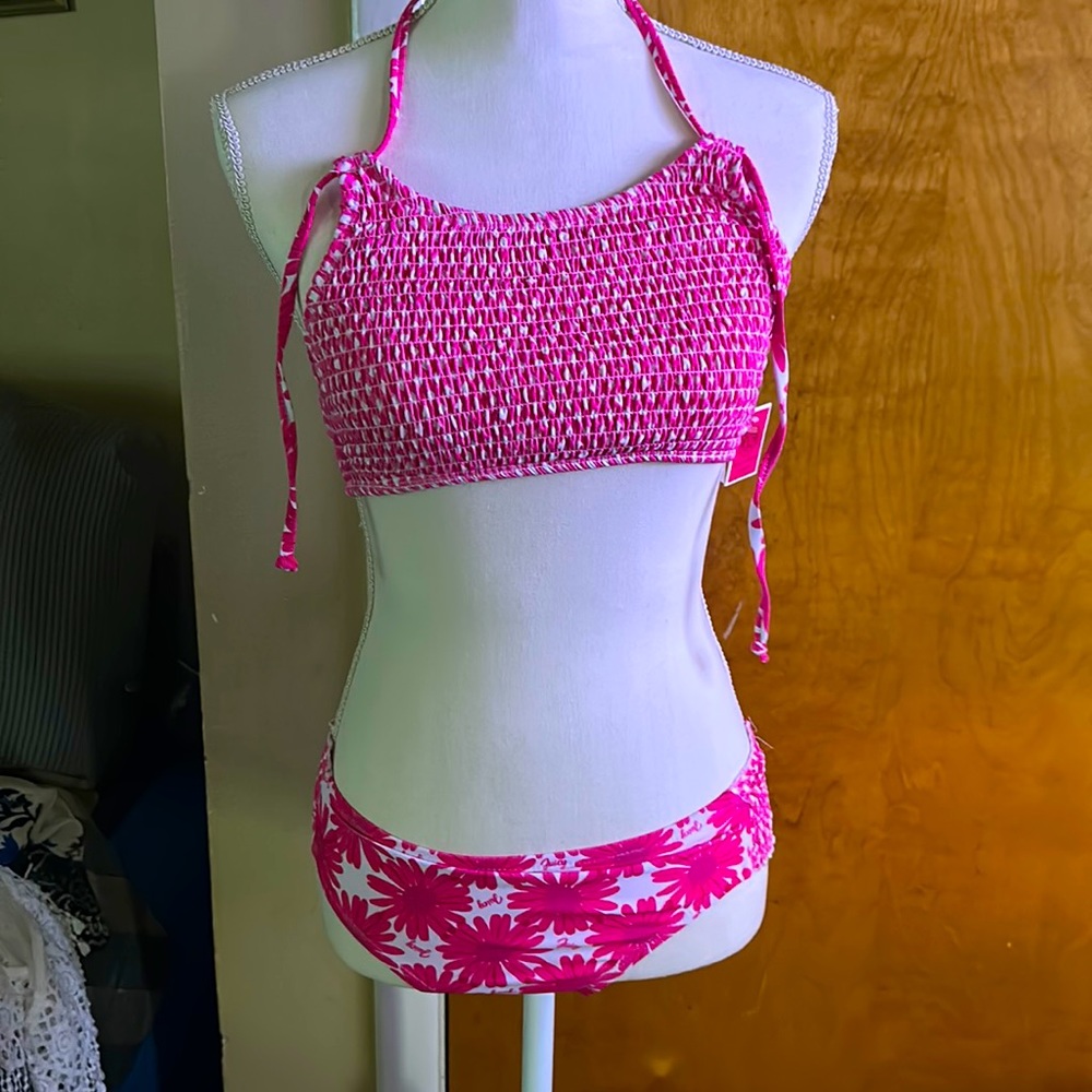 Juicy couture, Pink and white two piece bathing suit
